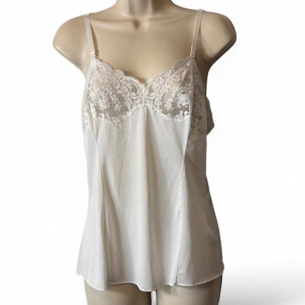 Vintage 80s Wonder Maid Non Cling White Lace Camisole Top, Women's Size 36